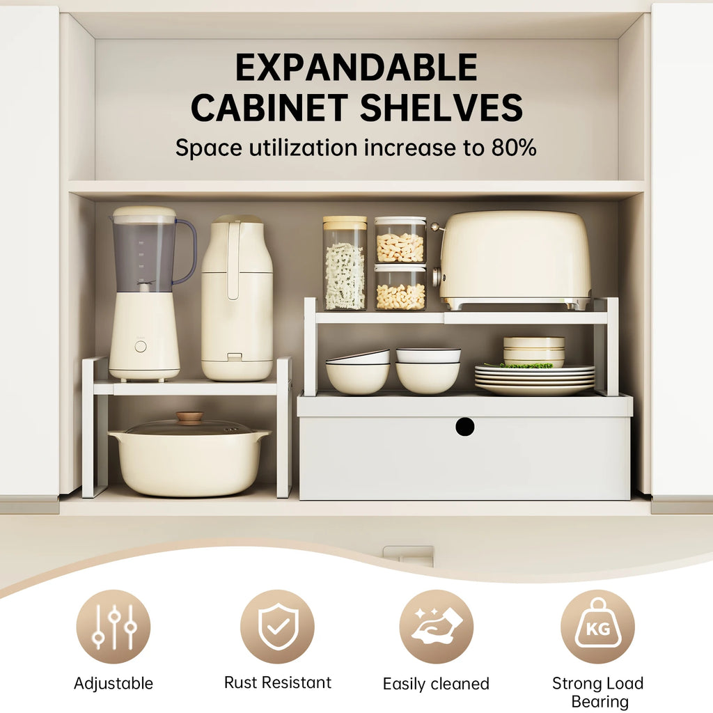 Kitchen Storage Rack under the Sink, Layered Shelf in the Cabinet, Countertop, Extendable Cabinet, Dish Storage Rack for Home