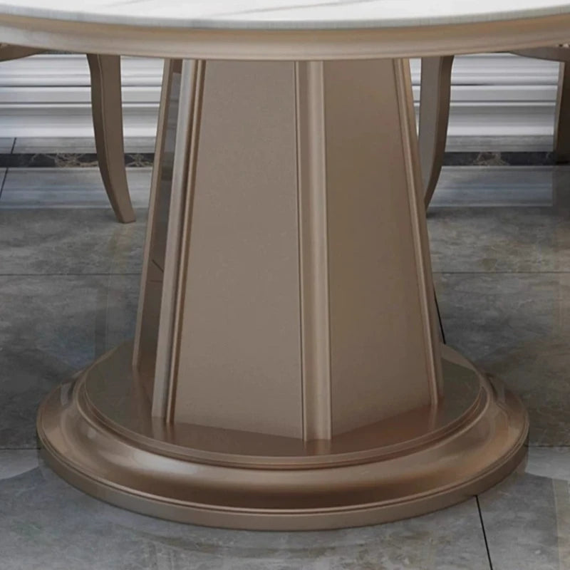 Dining Room Furniture American Light Luxury Rock Slab Dining Table Modern Simple Round High-end French Solid Wood Dining Table