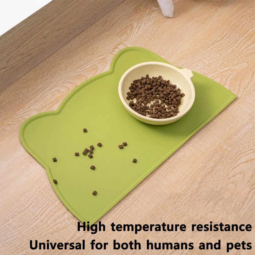Pet Feeding Mat For Dogs & Cats Multiple Colors Silicone Waterproof washable Cat Food Bowl Mat With Raised Edge Cat Dog Placemat