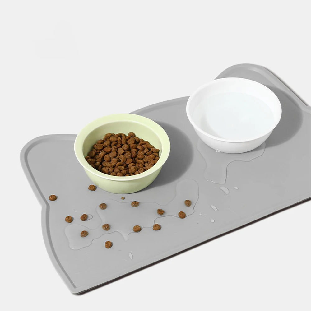 Pet Feeding Mat For Dogs & Cats Multiple Colors Silicone Waterproof washable Cat Food Bowl Mat With Raised Edge Cat Dog Placemat