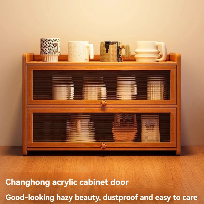 Kitchen countertop seasoning rack storage shelf, product sorting rack, layered multifunctional storage cabinet, dust-proof cabin