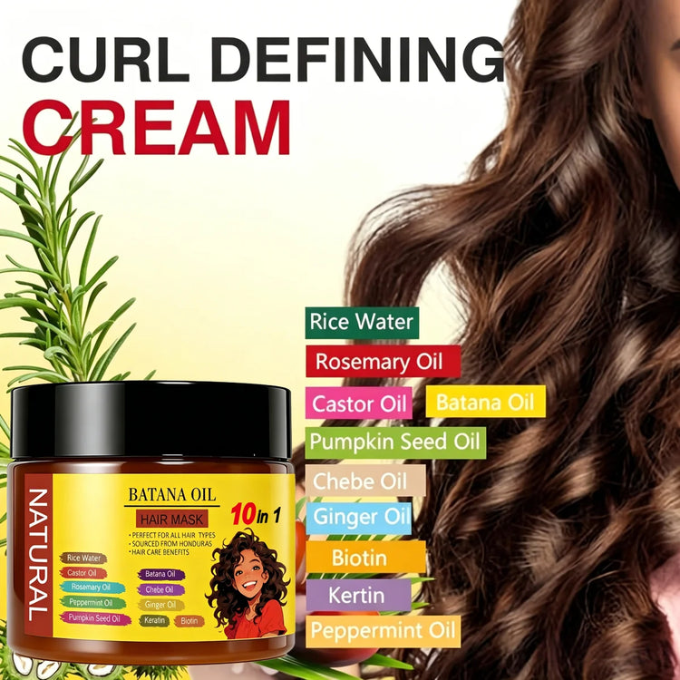Curly Hair Care Kit featuring 10-in-1 Curl Cream and Batana Oil Serum for healthy curls.