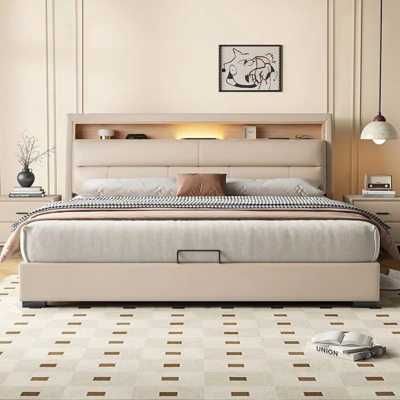 Bedsrooms Frame Beds Modern Headboard Storage Luxury Beds Multifunctional Unique Muebles Para El Hogar House Accessories