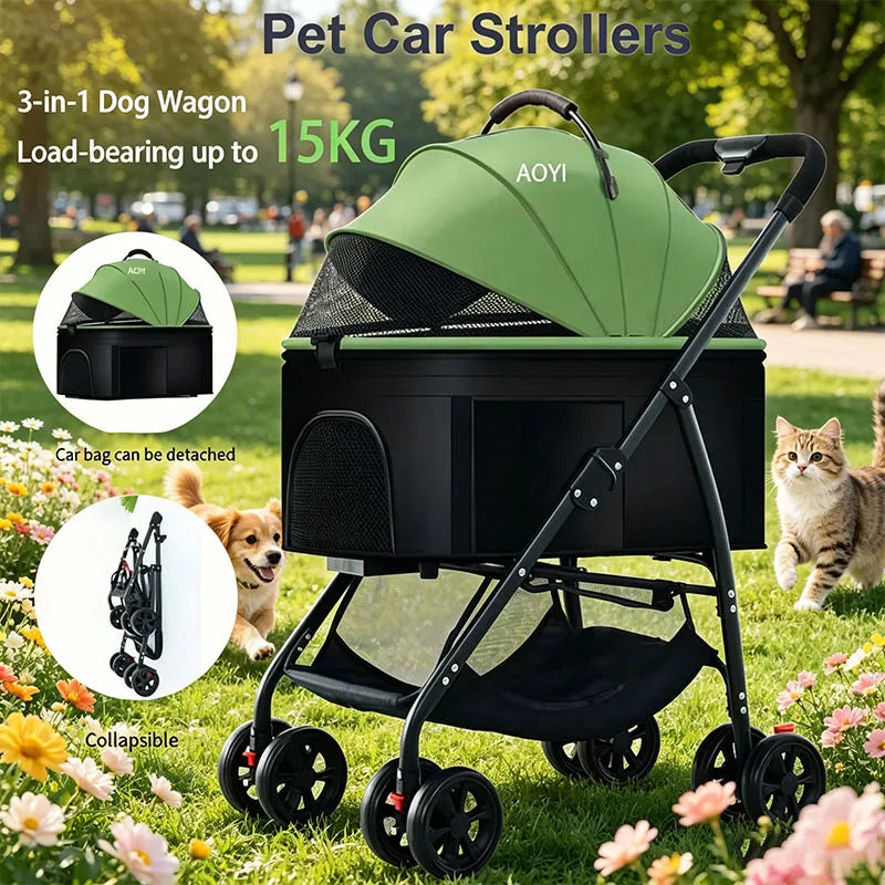 Pet Car Strollers 3in1 Lightweight Foldable Specifically Designed for Walking Dogs Infants Medium-sized Small Dogs Cats Outdoor