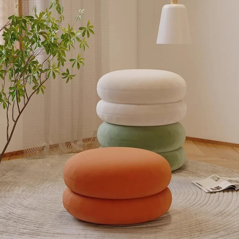 Living room small stool lamb wool bench household round stool Internet celebrity children sofa stool low stool simple pier shoe