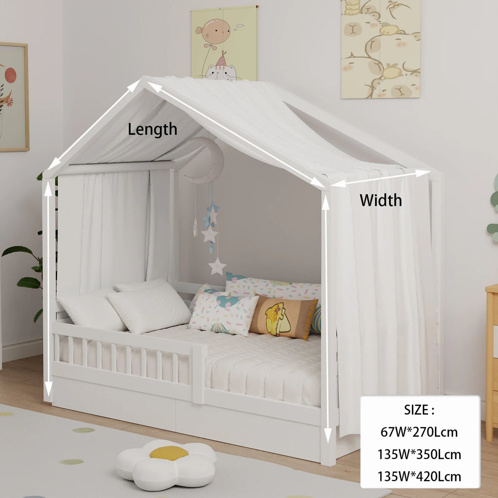 House Bed Canopy, Canopy House Beds Made of Cotton Muslin, Fabric Canopy for House Canopy Bed Children's Room Decoration