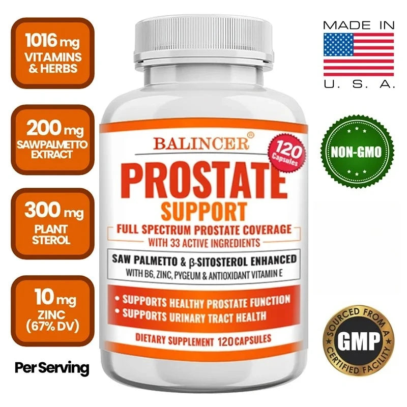 Beta-Sitosterol Saw Palmetto Capsules for Men's Prostate Health Vitamins Supports Hair Growth Men's Health Urinary Tract Health