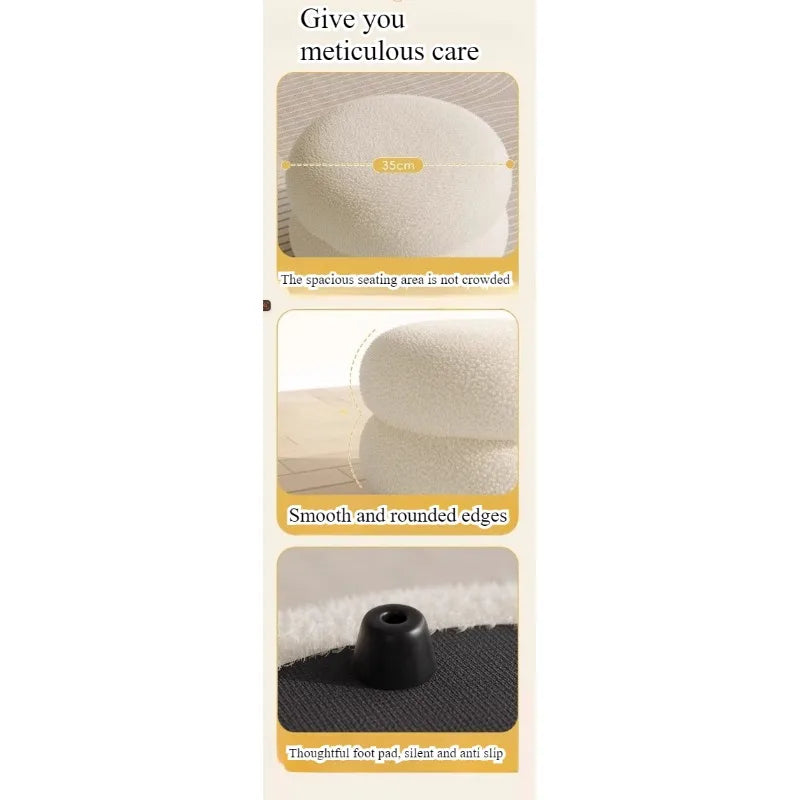Living room small stool lamb wool bench household round stool Internet celebrity children sofa stool low stool simple pier shoe