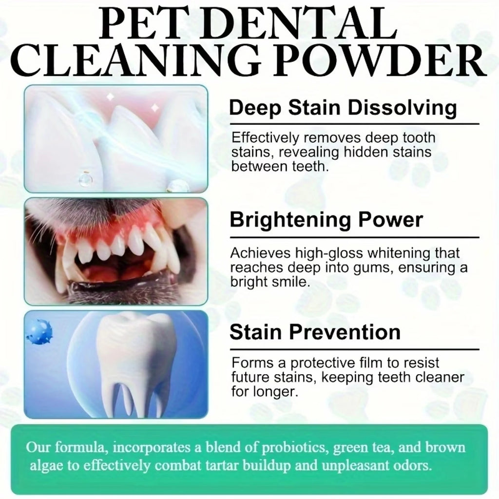 Pet Teeth Cleaning Powder for Dogs - Freshens Breath, Cleans Teeth with Peppermint Oil