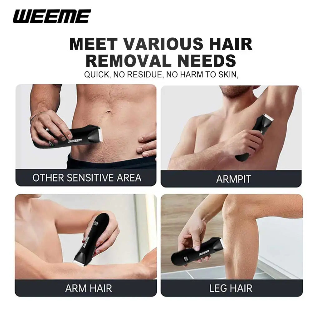 Men's Body Grooming Trimmer with Digital Display, Multi-Functional Electric Hair Removal, Portable Quick Body Hair Trimmer
