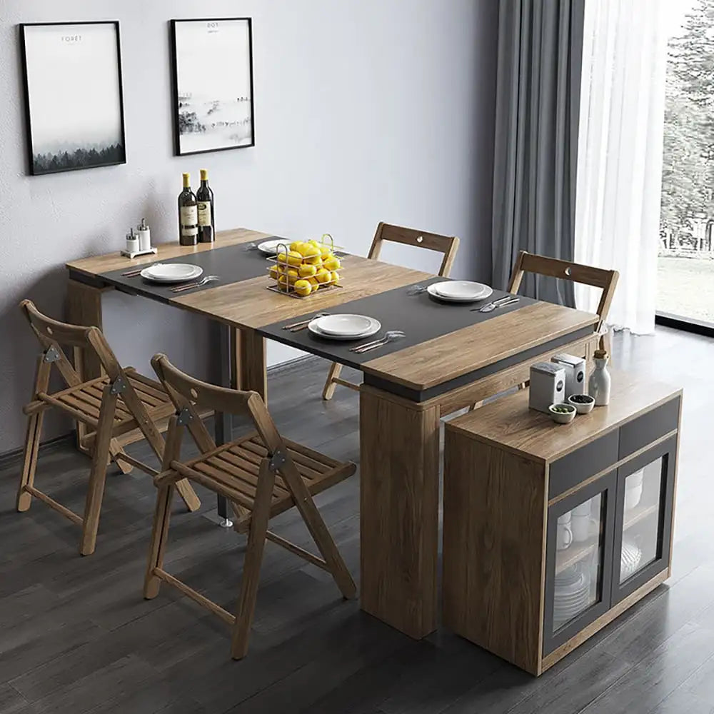 Multifunctional Dining Table Expandable Dining Table Storage Space Saving Rectangular Dining Table