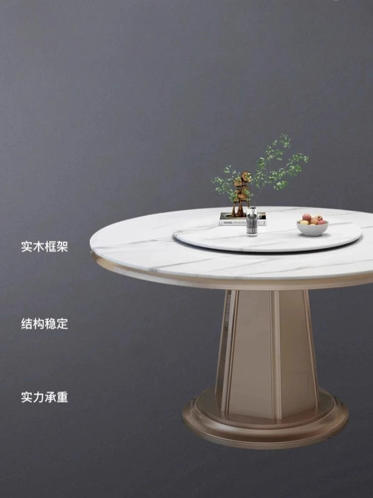 Dining Room Furniture American Light Luxury Rock Slab Dining Table Modern Simple Round High-end French Solid Wood Dining Table
