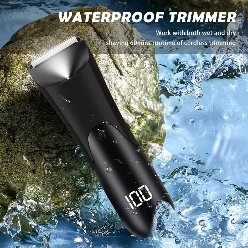 Men'S Groin Body Hair Trimmer, Electric Ball Trimmer, Includes 2 Guard Attachments, Ceramic Blade Head, Wet And Dry Shaver